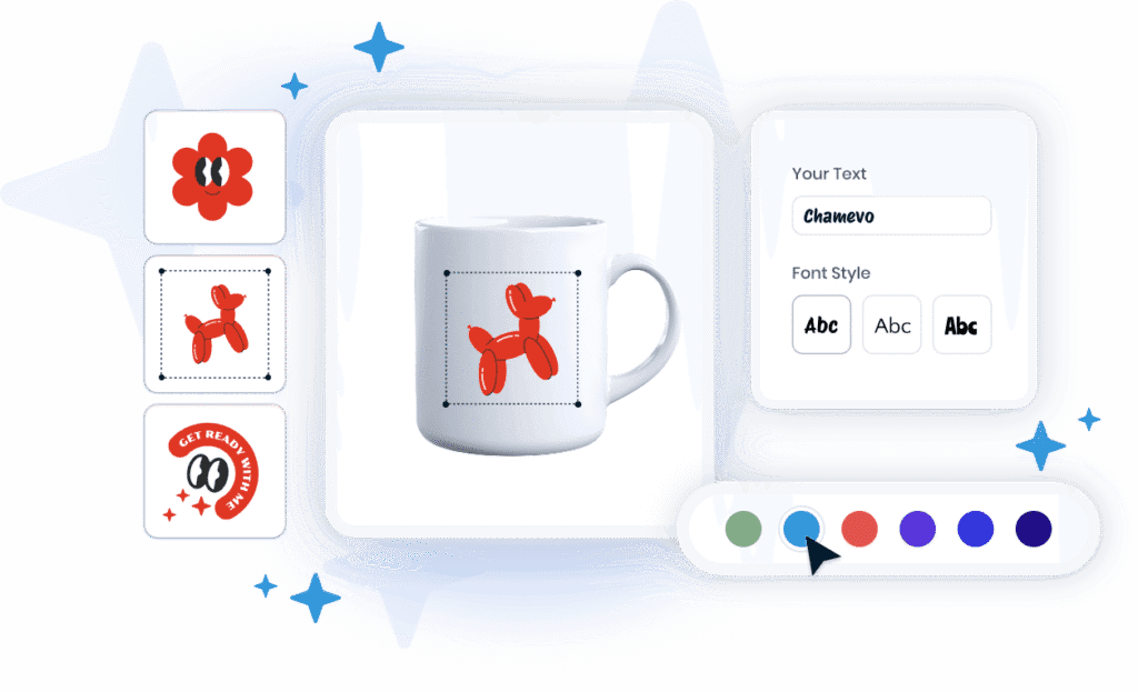 Chamevo visual product customizer interface with real-time design preview